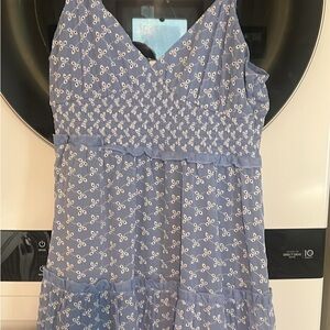 Altar'd State Light Blue Mini Dress with White Floral Eyelet